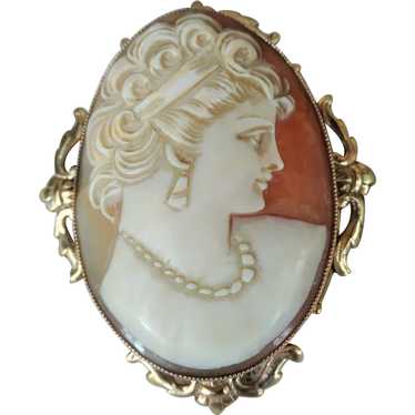GORGEOUS Antique Cameo Brooch,Hand Carved Shell Ca