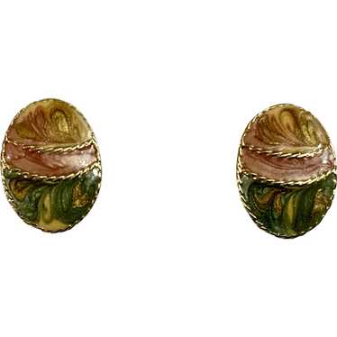 Beige, Taupe, Green and Gold Easter Egg Earrings … - image 1