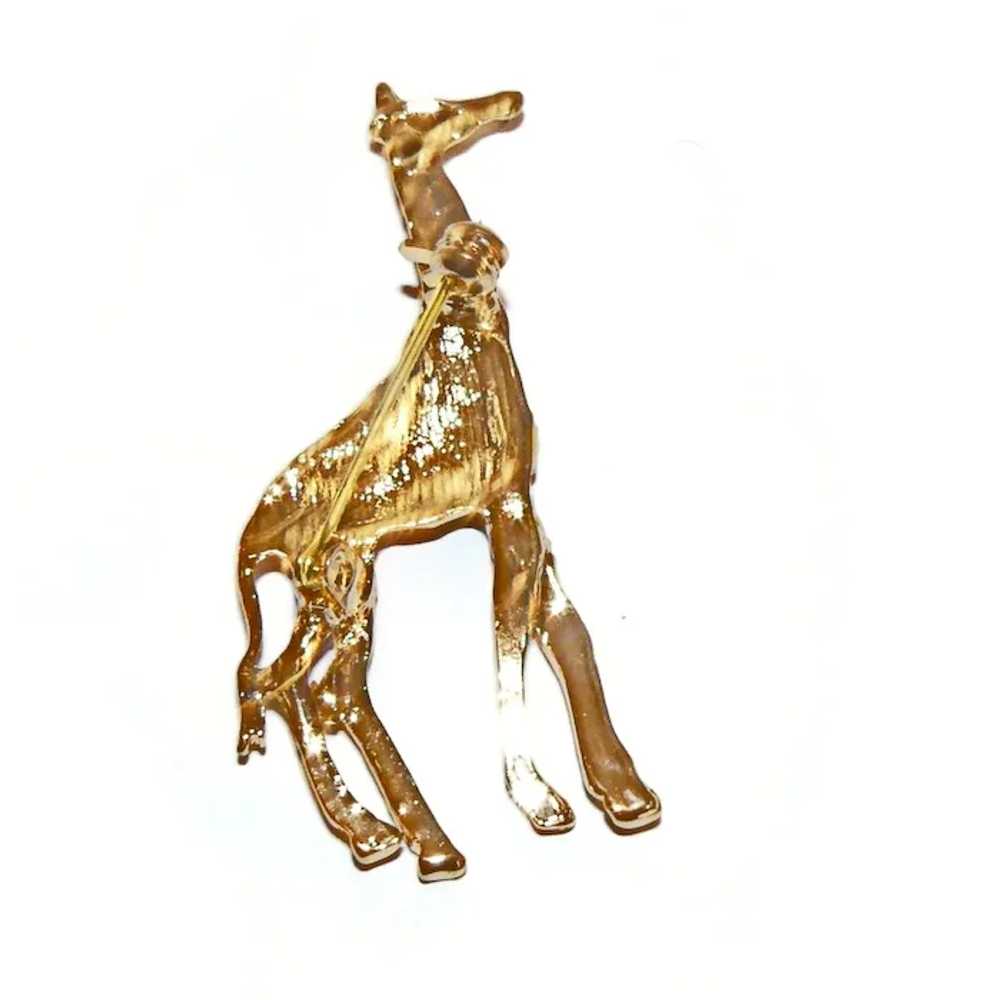 Tall Enamel Giraffe Brooch - image 3