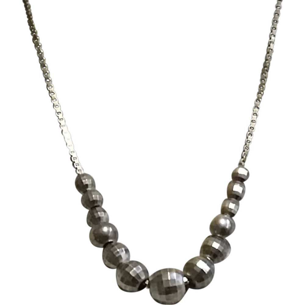 Sterling Silver Faceted Bead Necklace - image 1