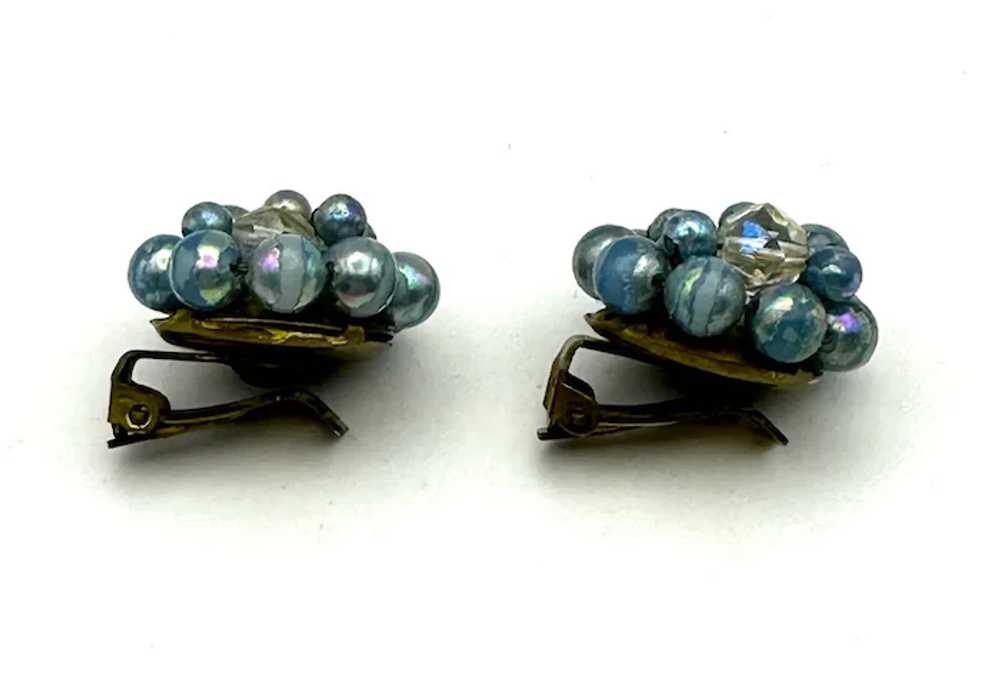 JAPAN  signed  Beautiful Blue Beads and Clear Gla… - image 10