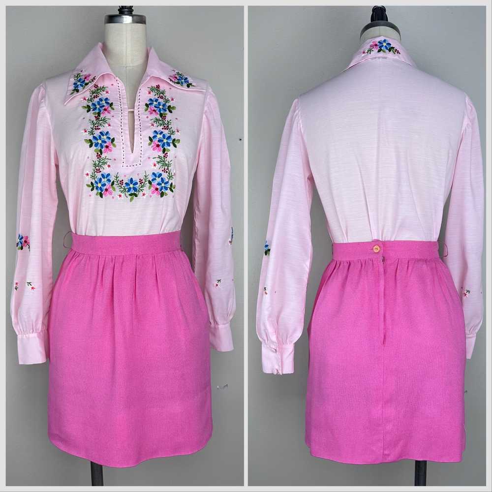 1960s/70s Bright Pink Mini Skirt, Y.E.S. From Cal… - image 5