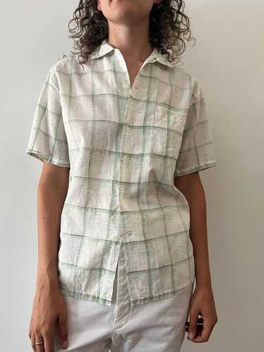 50s Cotton Plaid Summer Shirt - image 1