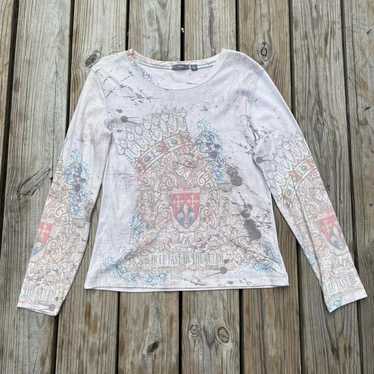 Apt. 9 Blouse Embellished Scoop Top Sequin Beaded Long Sleeve