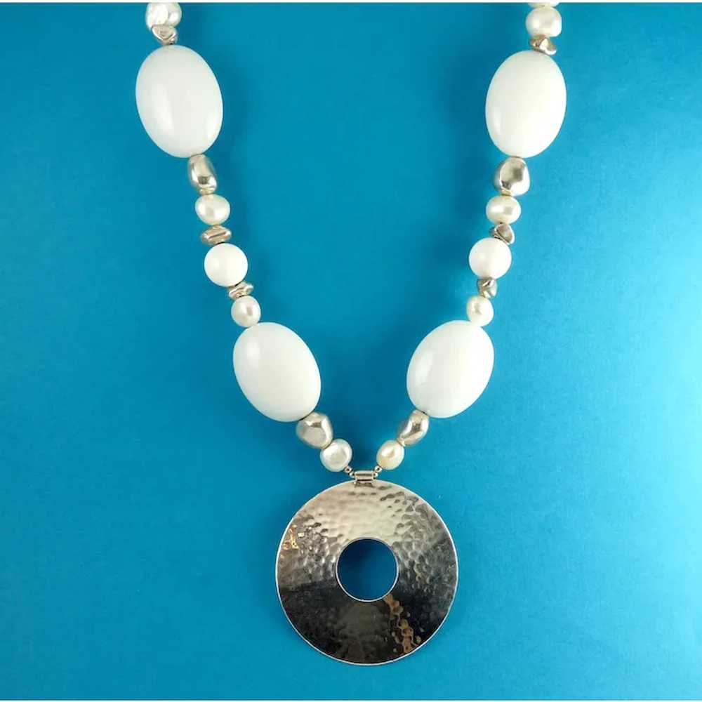 A.S. Israel White Quartz Beads, Pearls, Sterling … - image 2