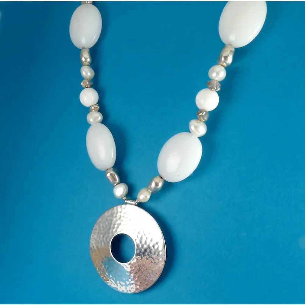 A.S. Israel White Quartz Beads, Pearls, Sterling … - image 3