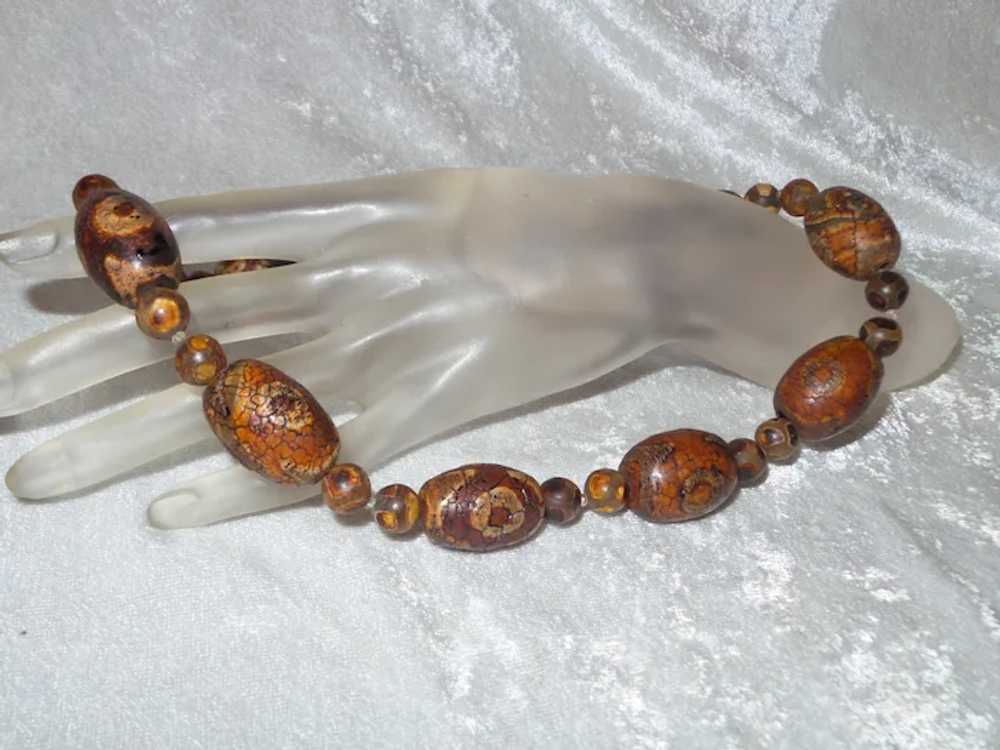 Antique Dzi Agate Necklace with Earrings - image 10