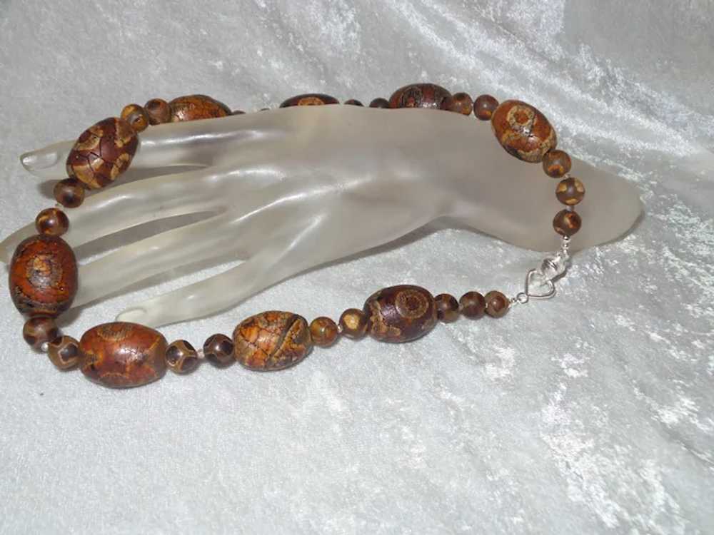 Antique Dzi Agate Necklace with Earrings - image 5