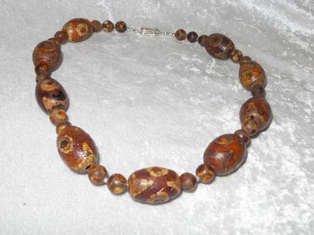 Antique Dzi Agate Necklace with Earrings - image 8