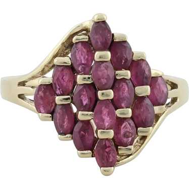 10k Yellow Gold Natural Ruby Ring Size 8 Ruby Clu… - image 1