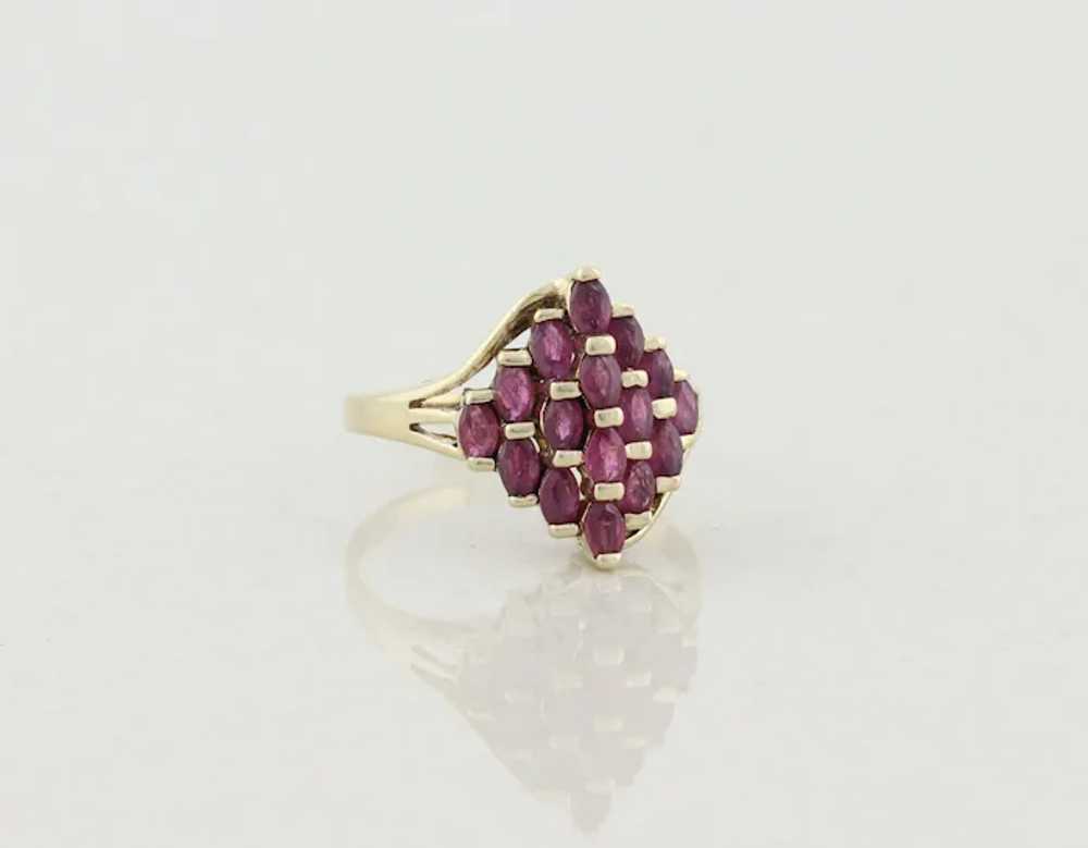 10k Yellow Gold Natural Ruby Ring Size 8 Ruby Clu… - image 4