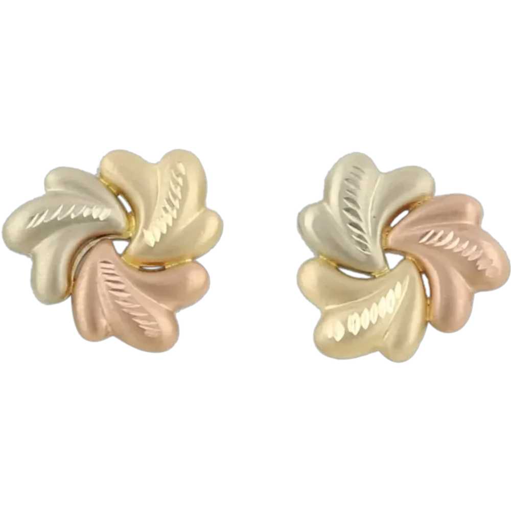 14k Yellow Gold White Gold Rose Gold Earrings Stu… - image 1