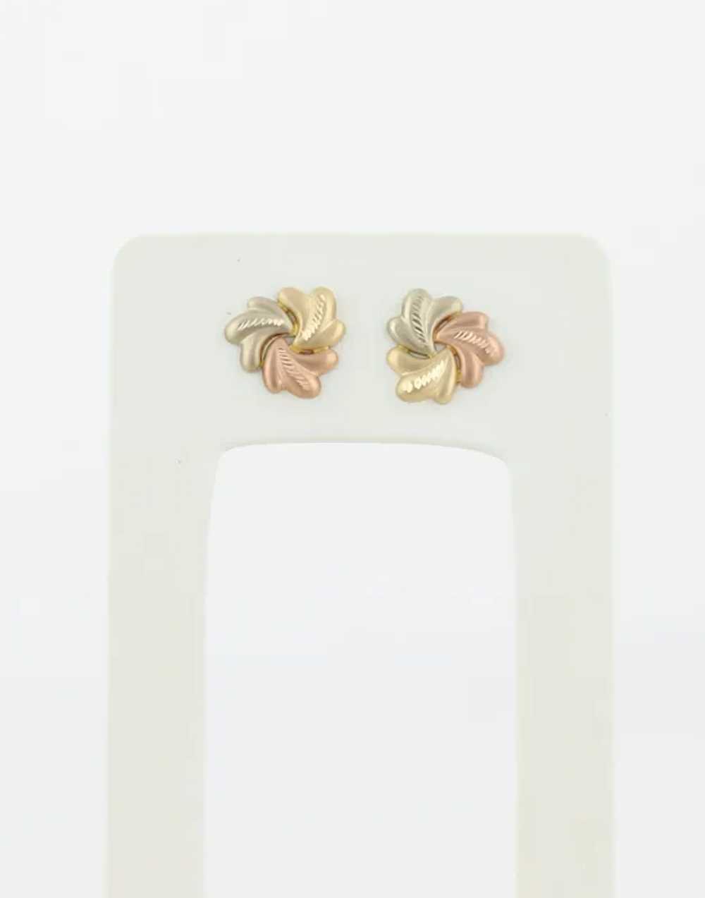 14k Yellow Gold White Gold Rose Gold Earrings Stu… - image 5