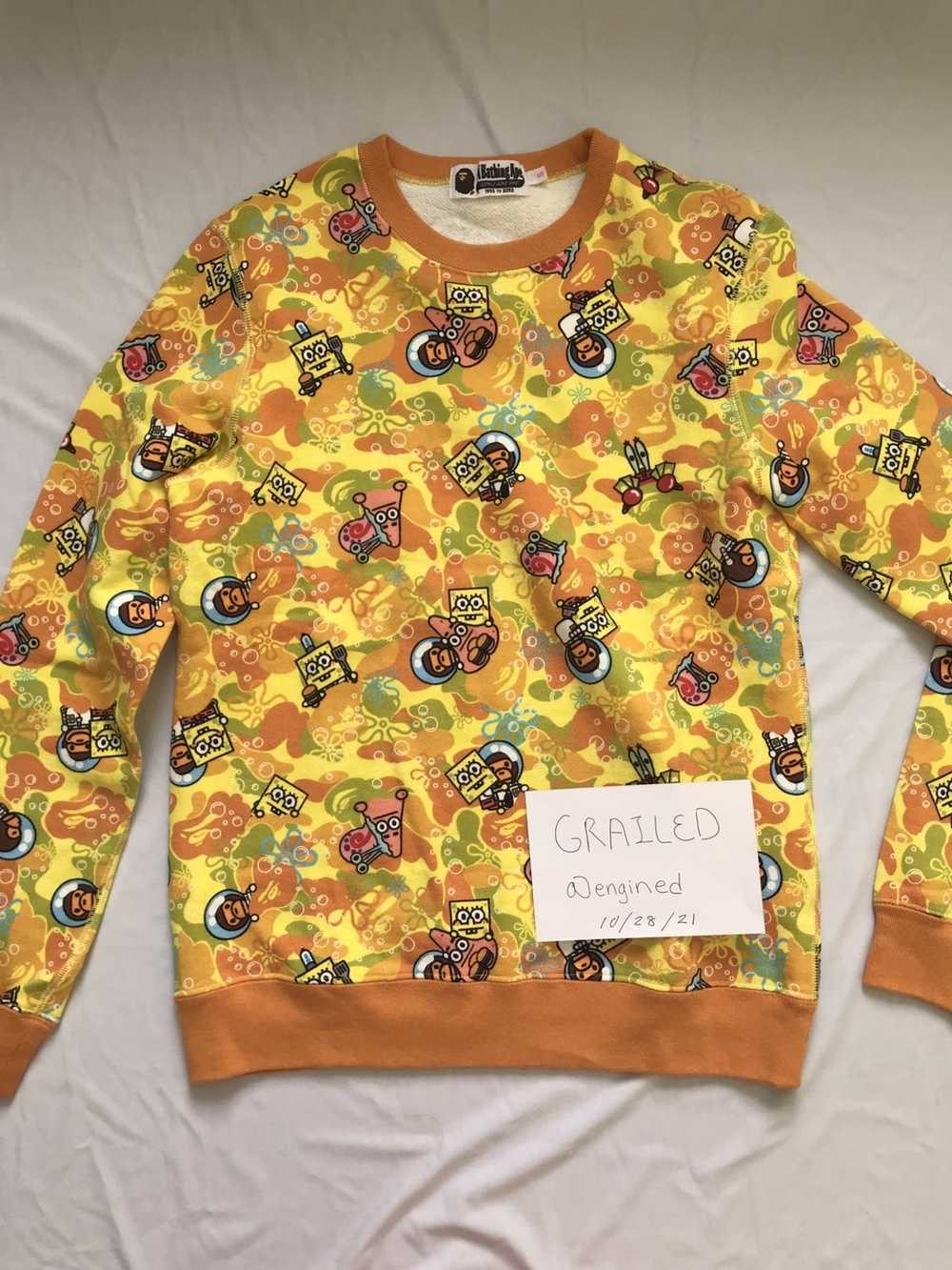 Bape Bape Spongebob 2014 Yellow All-Over Print Cr… - image 5