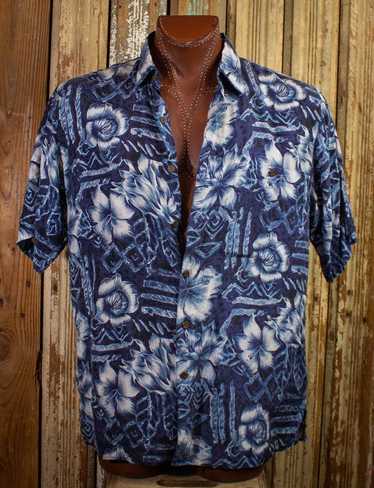 MBVintageandFashion Long Sleeve Vintage Silk Hawaiian Shirt Rare