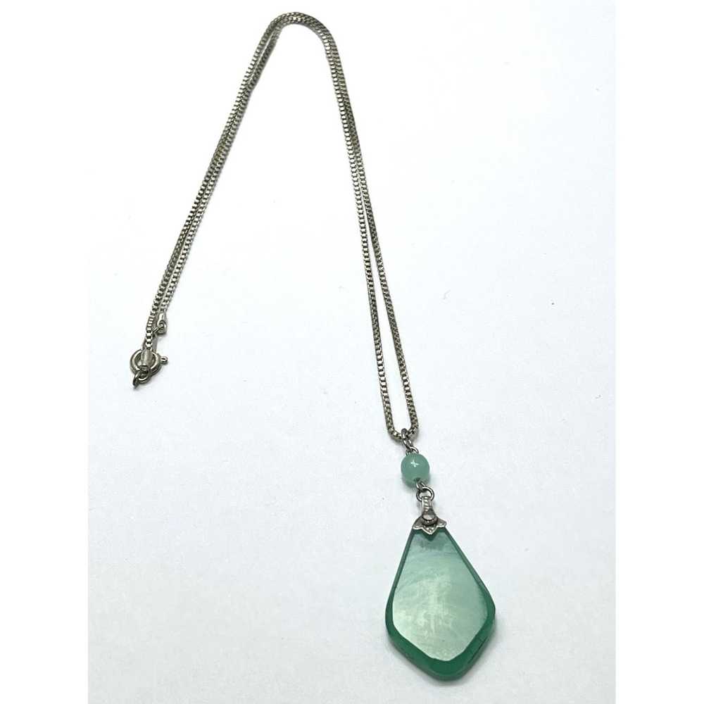 Vintage Vintage Green Glass Pendant Necklace - image 6