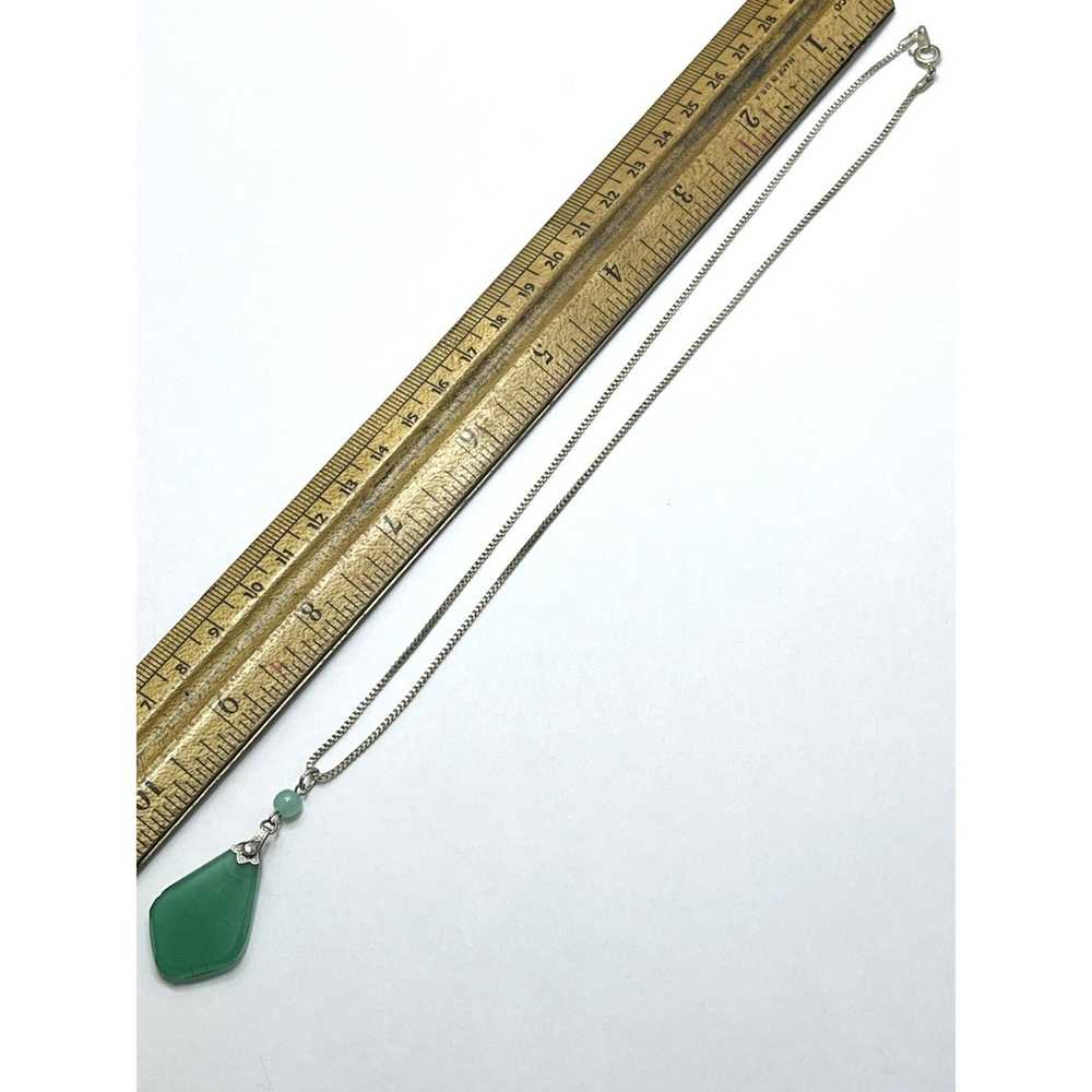 Vintage Vintage Green Glass Pendant Necklace - image 8