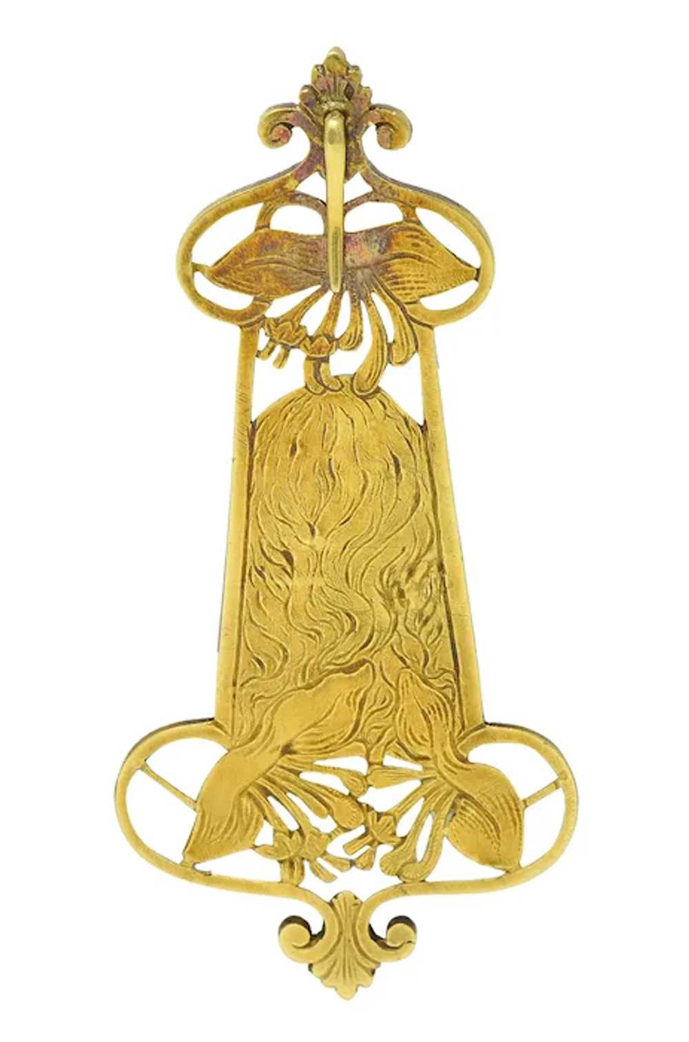 Eugene Feuilltre Art Nouveau Enamel 18 Karat Gold… - image 3