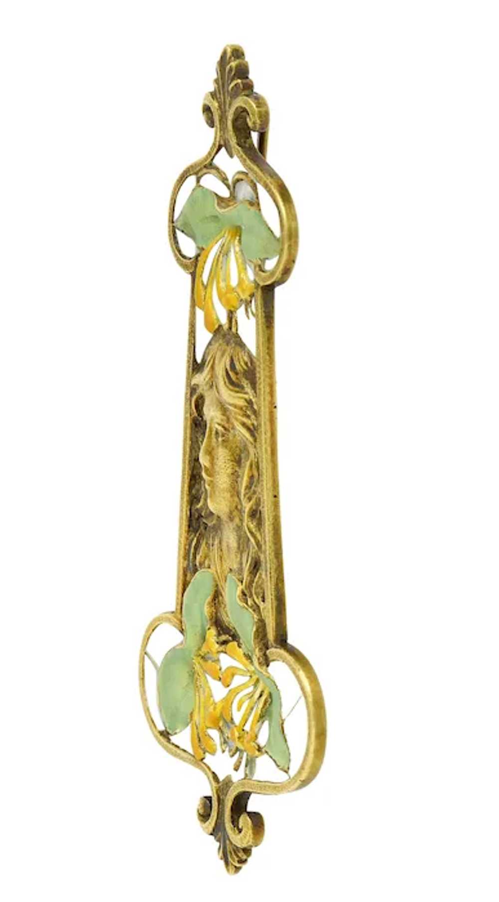 Eugene Feuilltre Art Nouveau Enamel 18 Karat Gold… - image 4