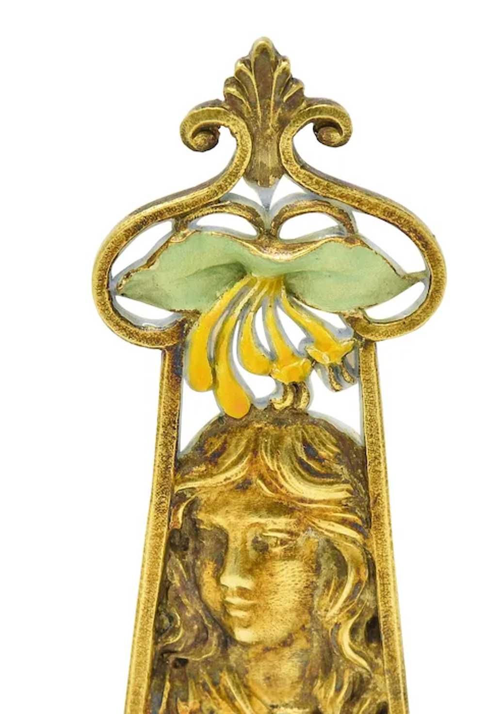 Eugene Feuilltre Art Nouveau Enamel 18 Karat Gold… - image 5