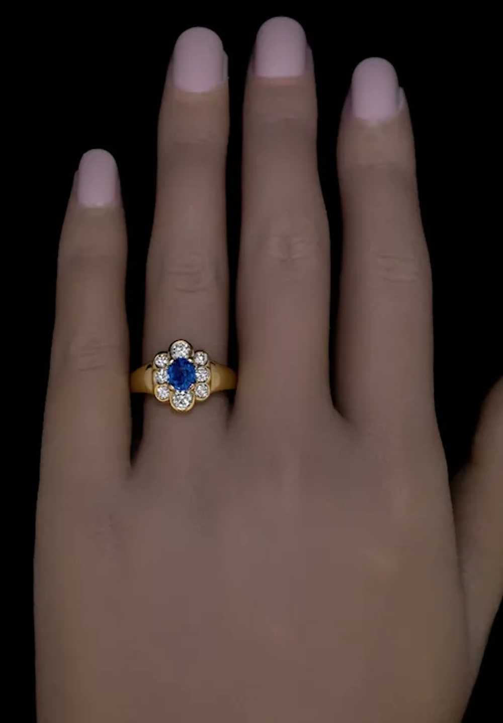 Vintage Italian Sapphire Diamond Engagement Ring - image 2