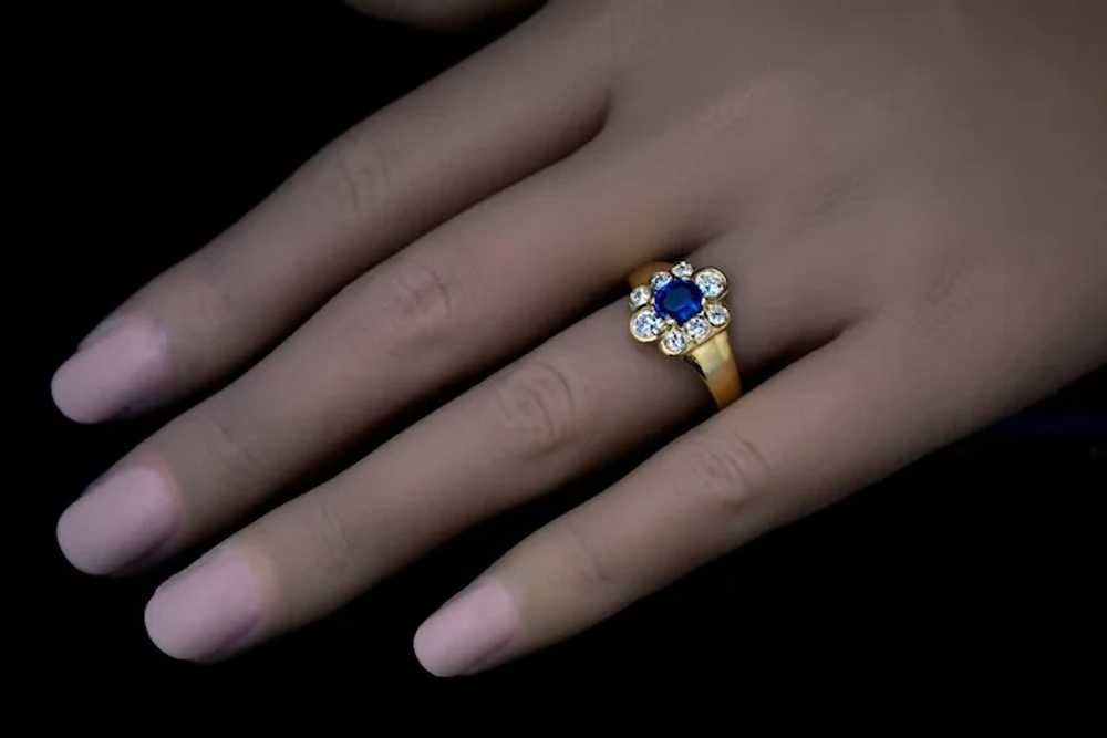 Vintage Italian Sapphire Diamond Engagement Ring - image 3