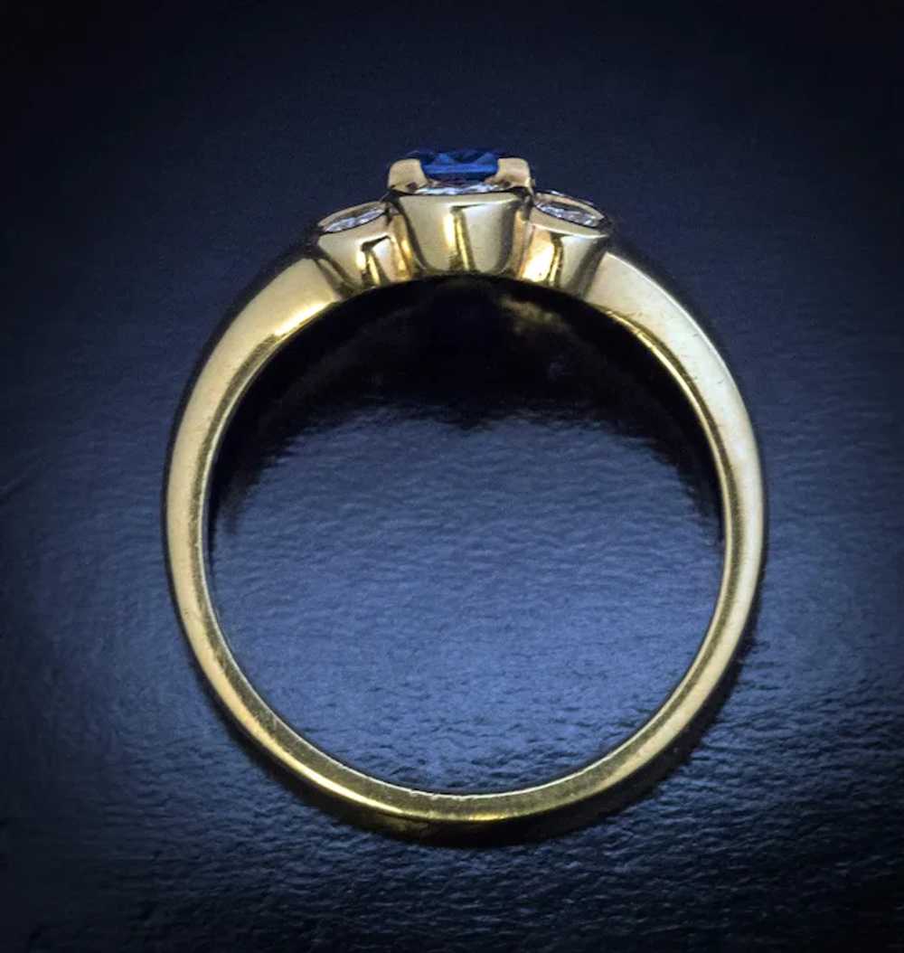 Vintage Italian Sapphire Diamond Engagement Ring - image 4