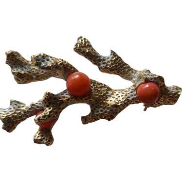 Vintage ZENTALL Coral Reef Stylized Brooch Pin 19… - image 1