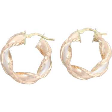10k Rose Gold White Gold Yellow Gold Twist Earring
