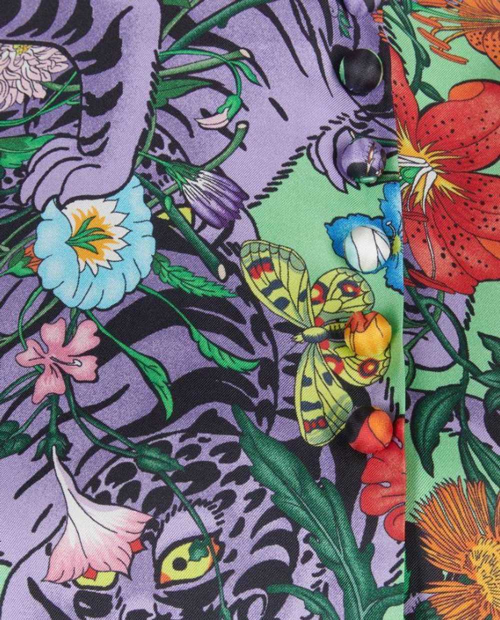 Gucci Flora Tiger Printed Silk Tunic Blouse - image 3