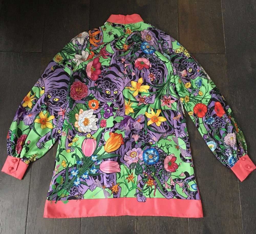 Gucci Flora Tiger Printed Silk Tunic Blouse - image 7