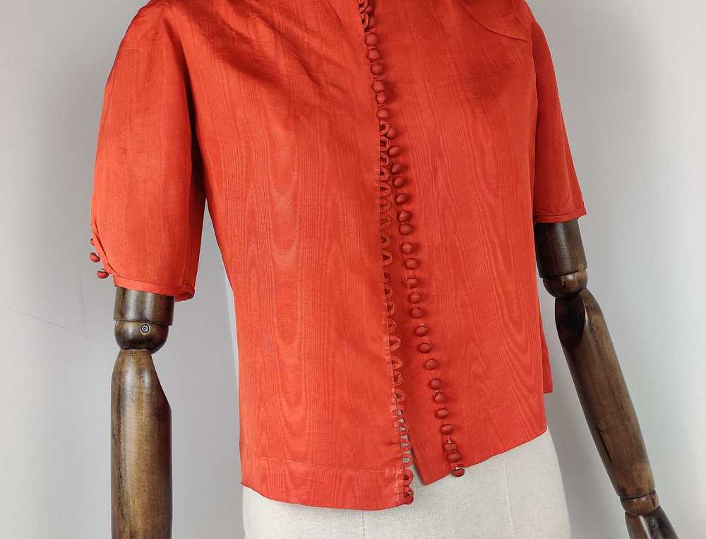 1930s Tomato Red Rayon Blouse - image 1