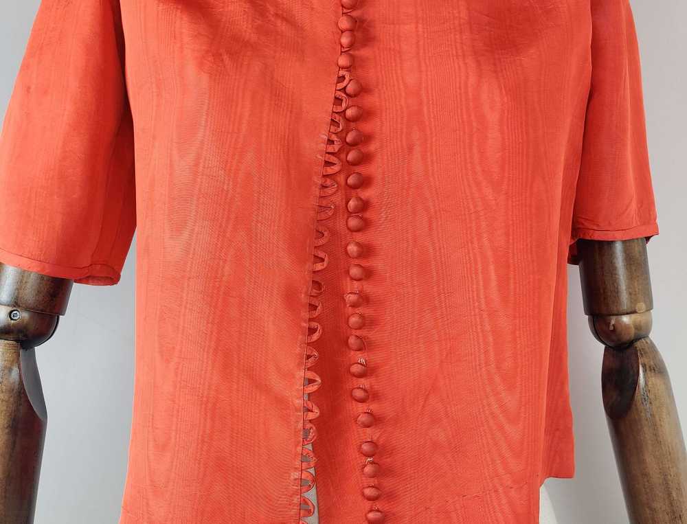 1930s Tomato Red Rayon Blouse - image 2