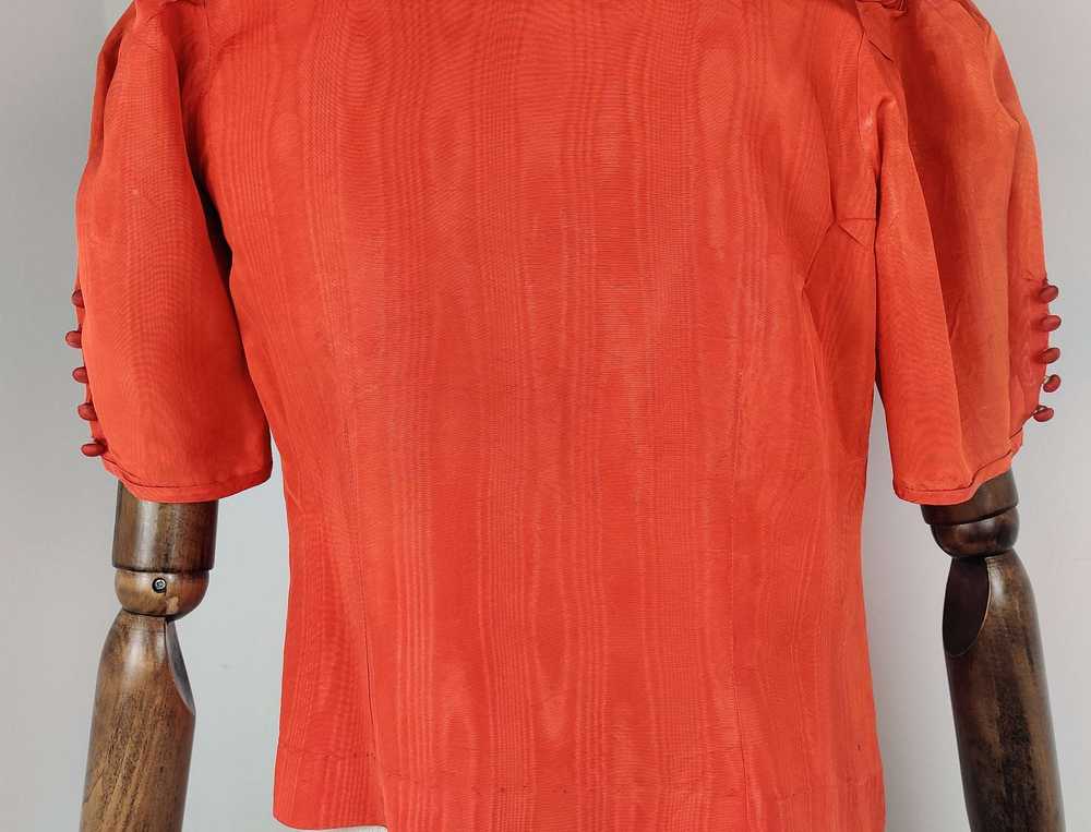 1930s Tomato Red Rayon Blouse - image 5