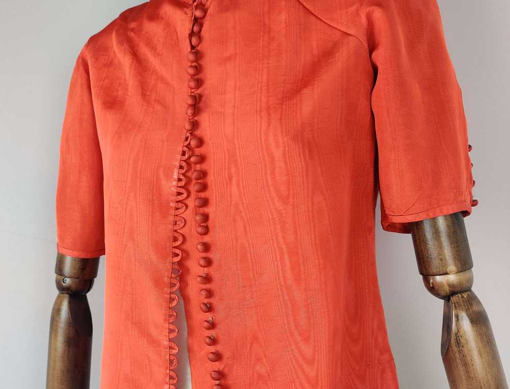 1930s Tomato Red Rayon Blouse - image 6