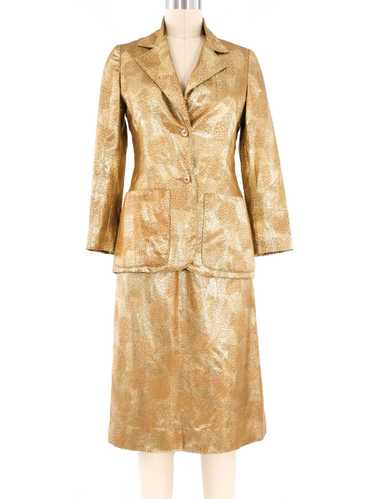 Oscar de la Renta Gold Metallic Skirt Suit - image 1