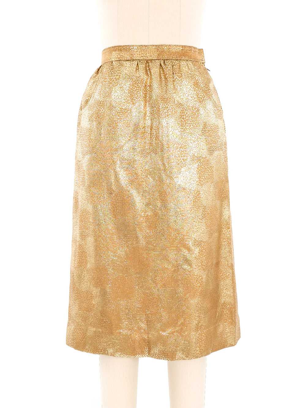 Oscar de la Renta Gold Metallic Skirt Suit - image 4