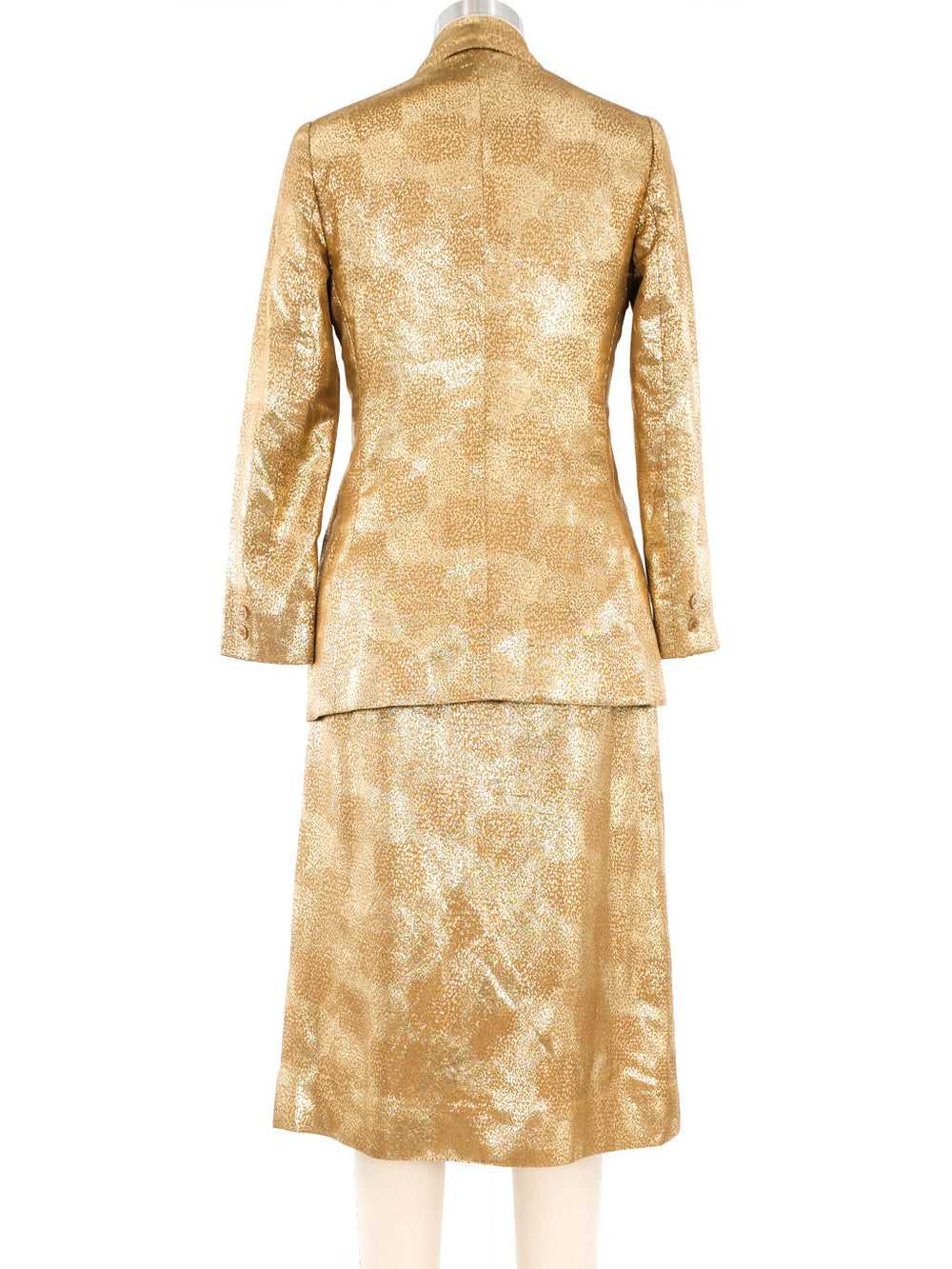 Oscar de la Renta Gold Metallic Skirt Suit - image 5