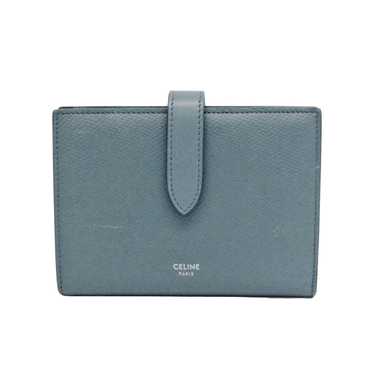 Celine wallet medium strap gray 10B64 3BRU 30VL folio leather CELINE  bicolor smoky color ladies