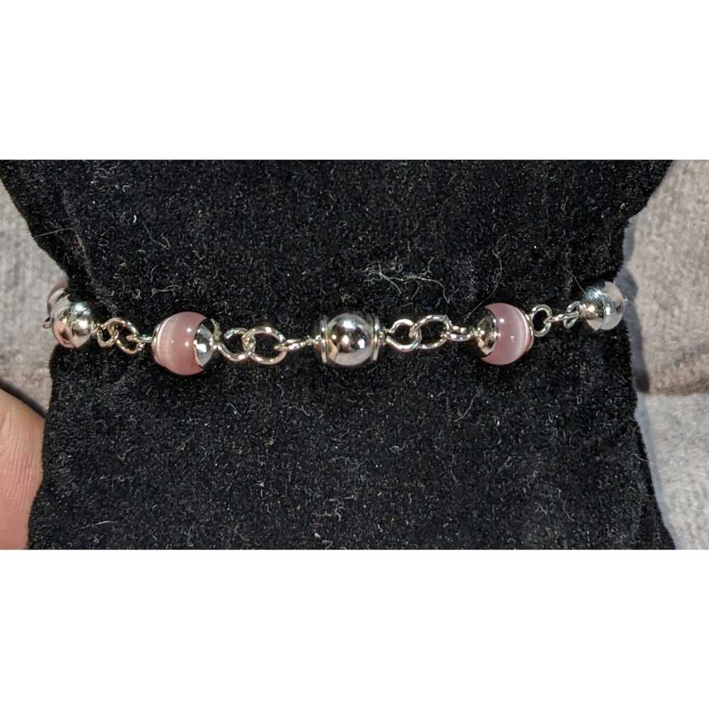 Other Cookie Lee Silver And Pink Beaded Cat Eye T… - image 3