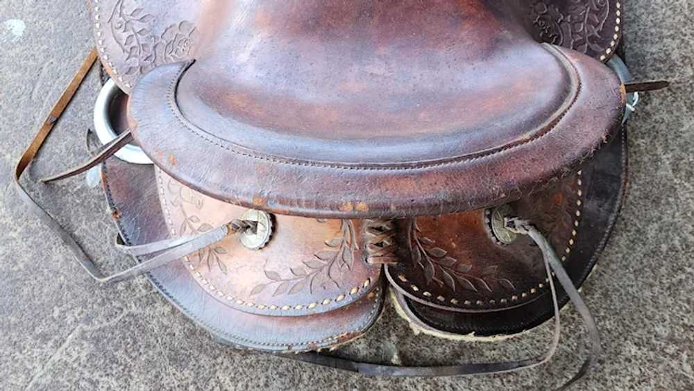 Custom Hand Made Tooled Leather Western Horse Sad… - image 10
