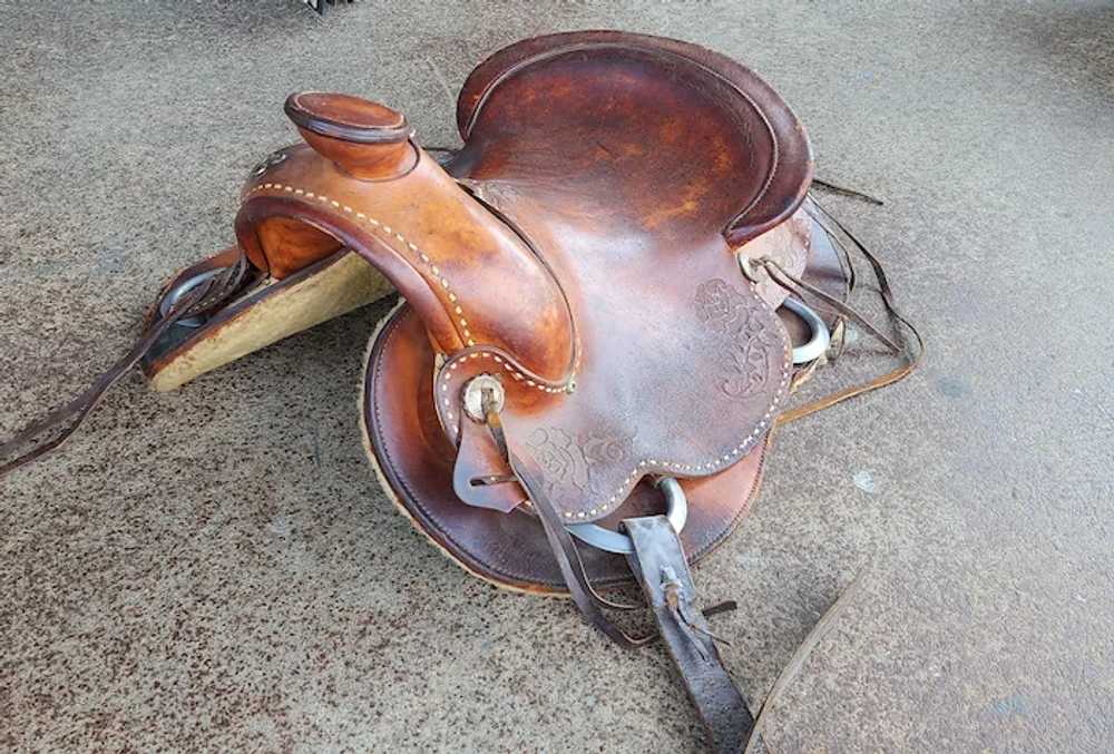Custom Hand Made Tooled Leather Western Horse Sad… - image 12