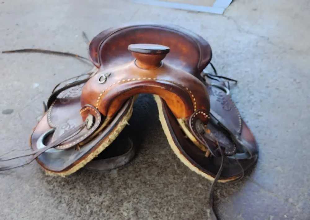 Custom Hand Made Tooled Leather Western Horse Sad… - image 2