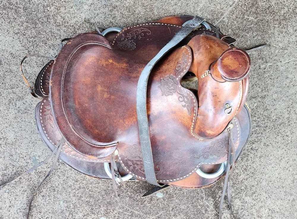 Custom Hand Made Tooled Leather Western Horse Sad… - image 3