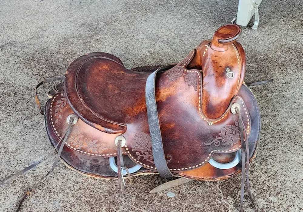 Custom Hand Made Tooled Leather Western Horse Sad… - image 4