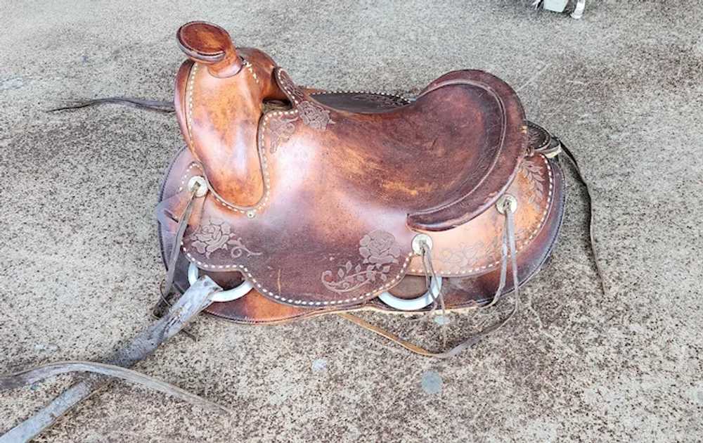 Custom Hand Made Tooled Leather Western Horse Sad… - image 5