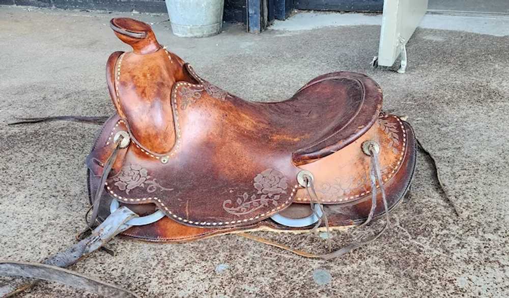Custom Hand Made Tooled Leather Western Horse Sad… - image 9