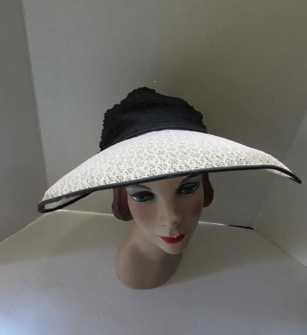 SALE Fantastic Mid Century Hat Wide Brim Cream & … - image 8