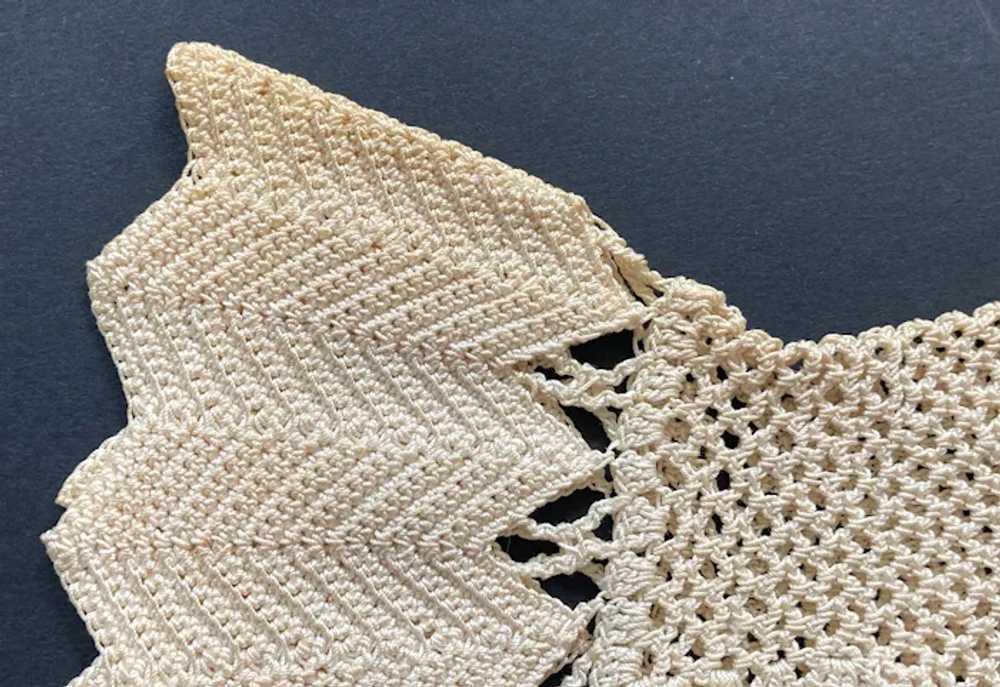 Vintage Ecru Crochet Gauntlet Gloves With Buttons… - image 5