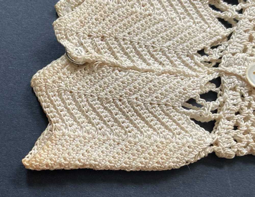 Vintage Ecru Crochet Gauntlet Gloves With Buttons… - image 6